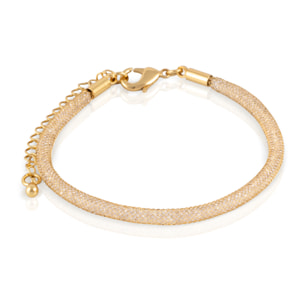 Set de collar y pulsera dorados de malla de cobre con relleno de cristal brillante y cierre de mosquetón de cobre dorado.