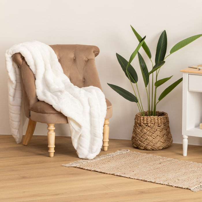 Plaid "Manoir" fausse fourrure - blanc 120x160 cm