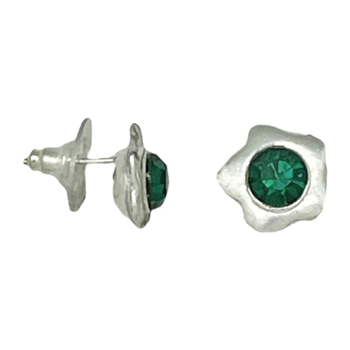 Pendiente Flor plata 10µ y SW esmeralda