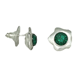 Pendiente Flor plata 10µ y SW esmeralda