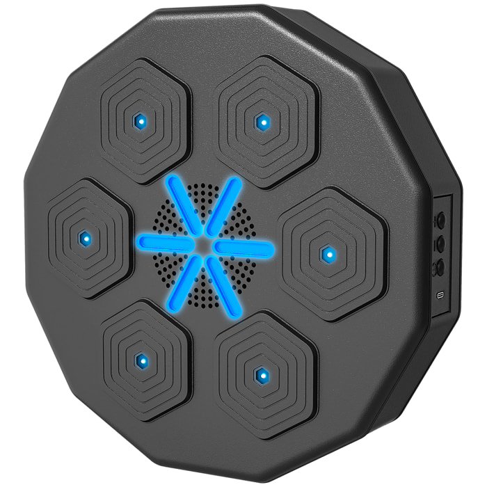 Machine de boxe musicale murale avec lumières - connexion bluetooth, charge USB - noir