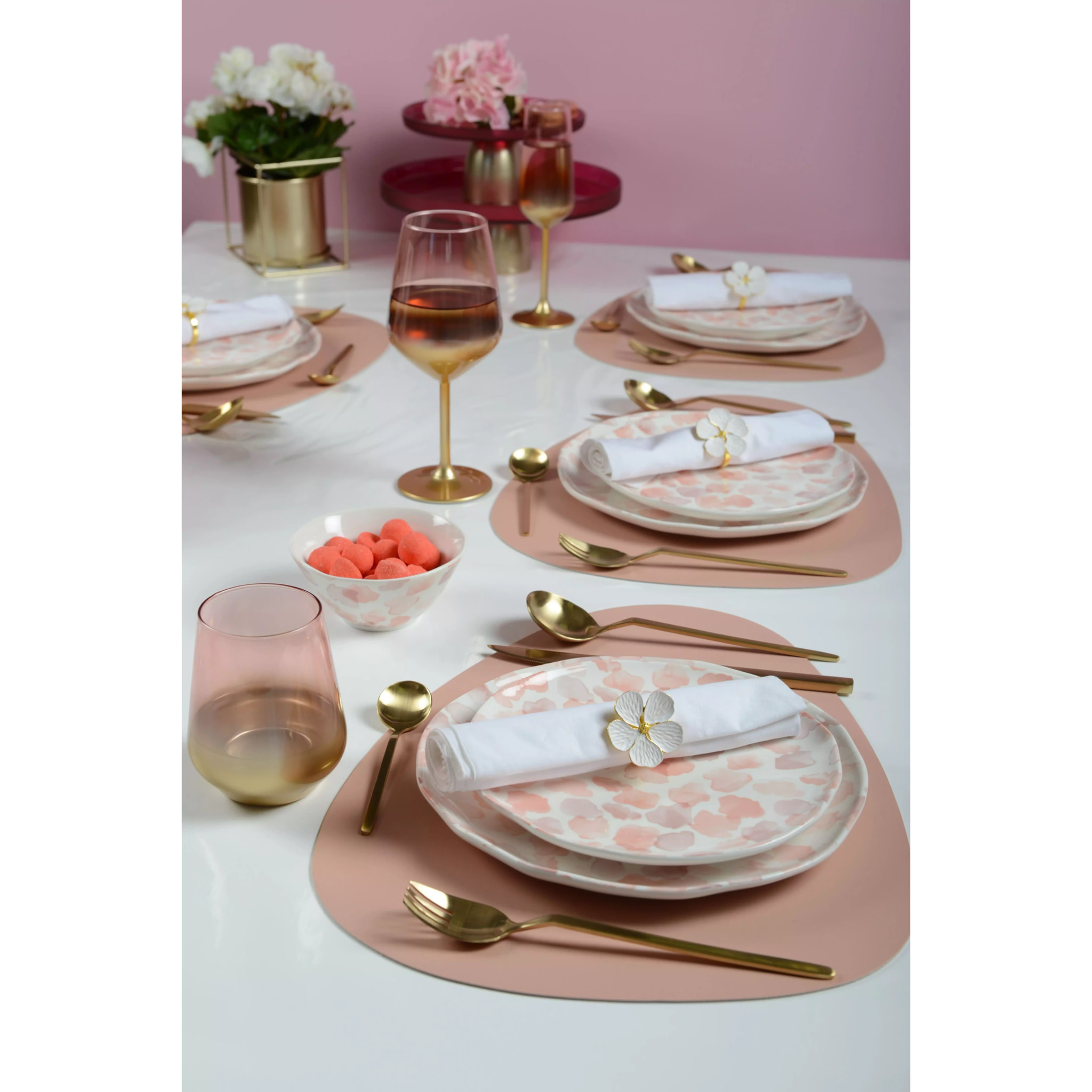 Dessous d'assiette simili cuir rose et gris