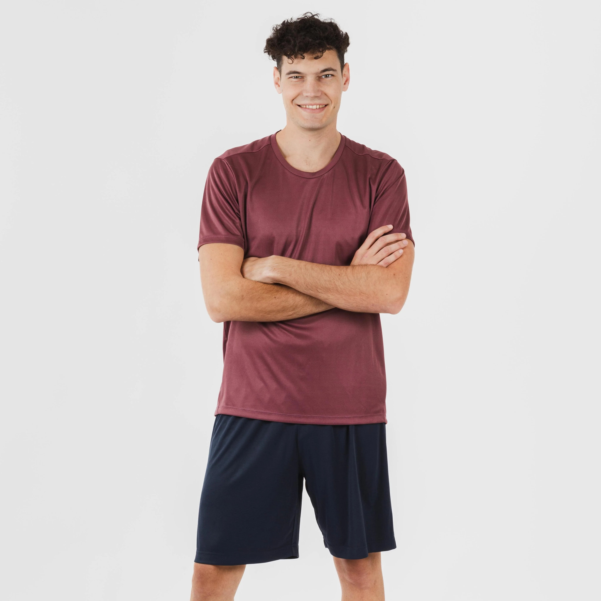 Conjunto deportivo corto tecnico hombre burdeos marino