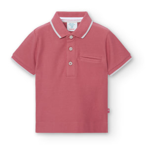 Polo piqué niño, naranja liso, cuello polo, mangas cortas