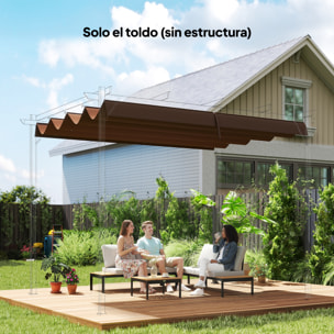 Techo de Pérgola 3x2,5 m, Techo de Repuesto Retráctil para Marco de Pérgola de 3x2 m, UV30+, Toldo de Tela Solo para Cenador Jardín con 8 Orificios de Drenaje, Café