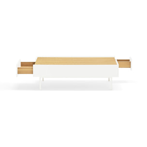 Mesa de centro Arista con 2 cajones blanco
