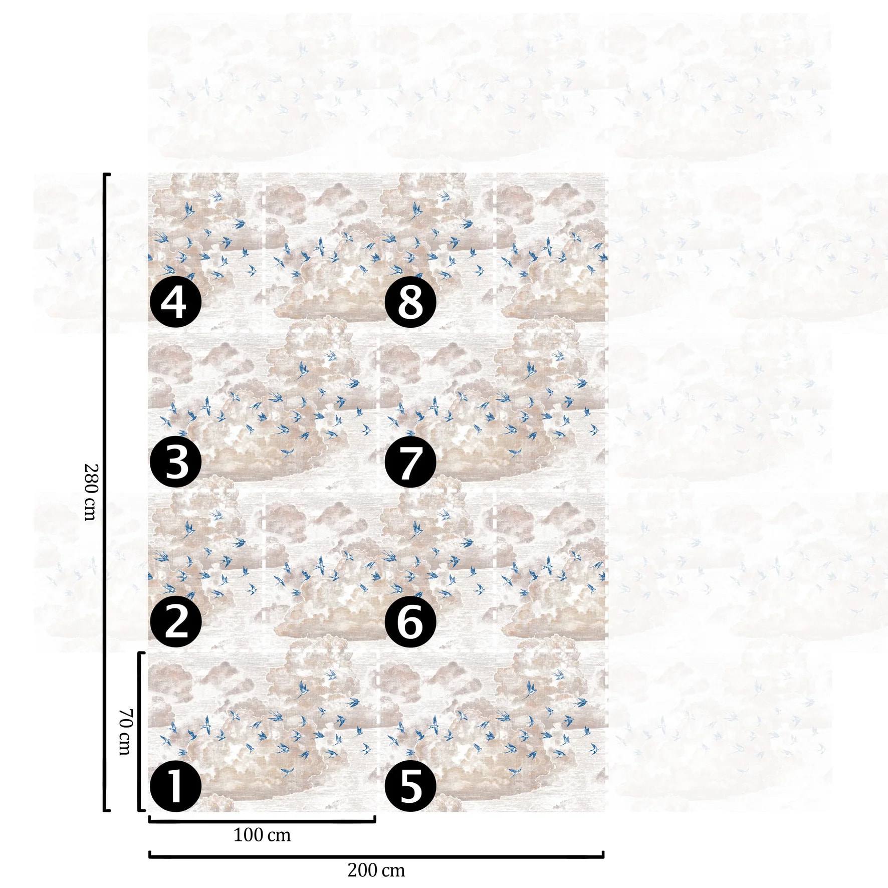Carta da parati Nuvole al Tramonto con Rondini