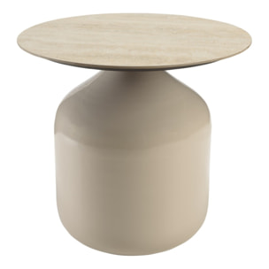 HORTENSE - Table d'appoint plateau carreaux vitrifiés pied en fer beige
