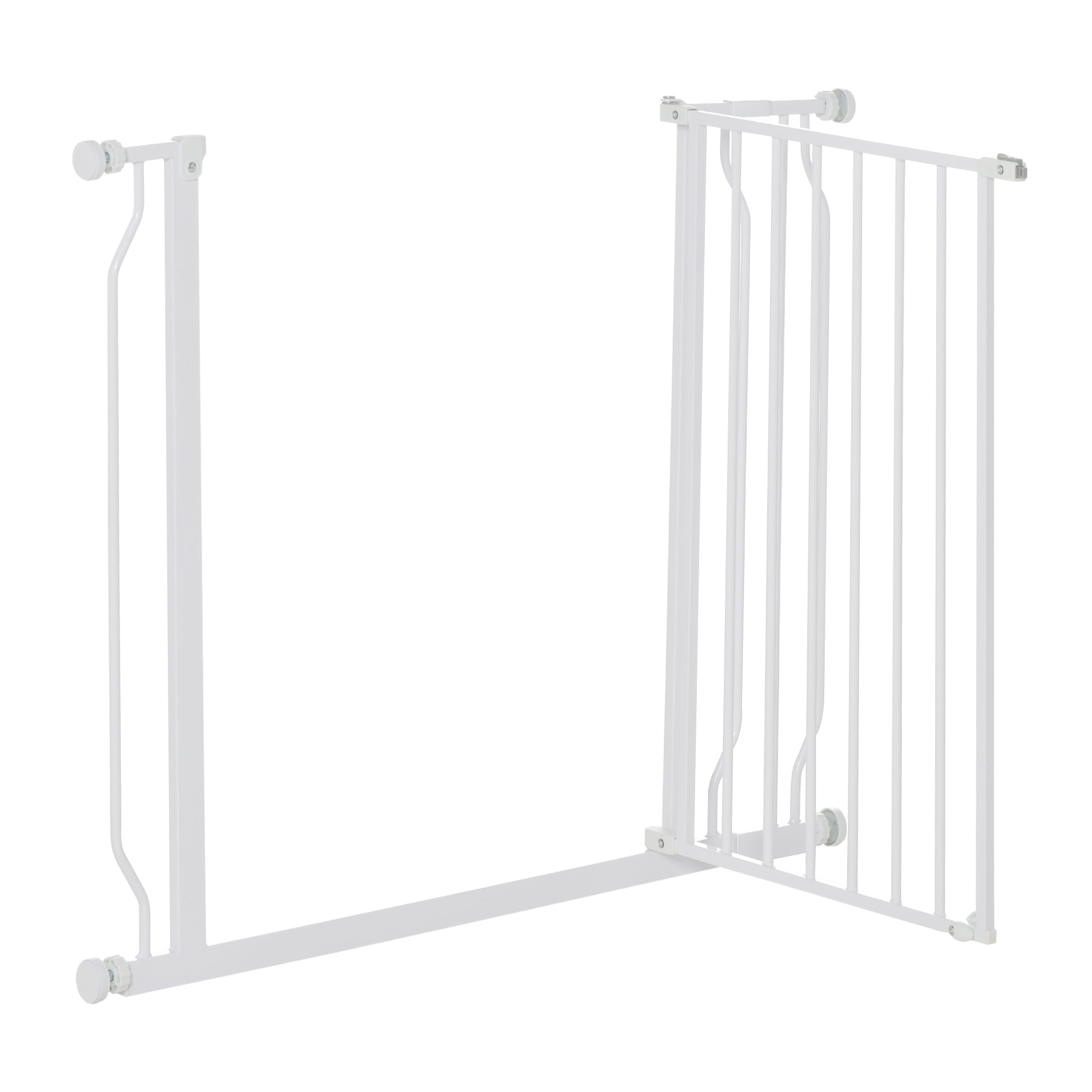 Barrera de Seguridad de Perros Extensible para Escaleras y Puertas 75-95 cm con Extensión Montaje a Presión Acero Altura 76 cm Blanco