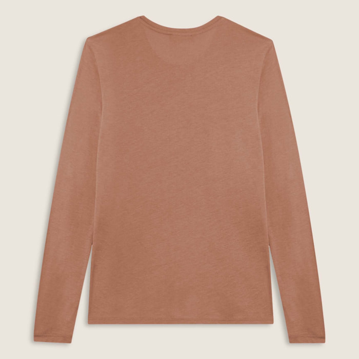 T-shirt donna manica lunga con grafica metallizzata