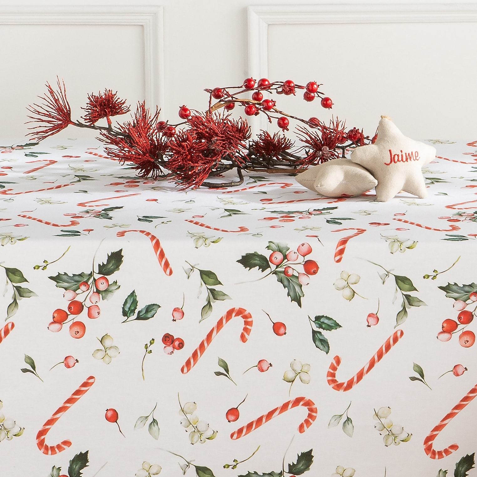 Nappe nöel anti-tâches 100% coton SWEET ROUGE