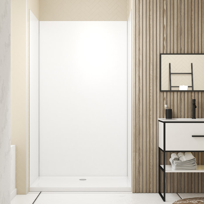 Pack de 3 Panneaux Muraux Aluminium Blanc 90+120+90x210 cm avec Profilés Chrome- WALL'IT