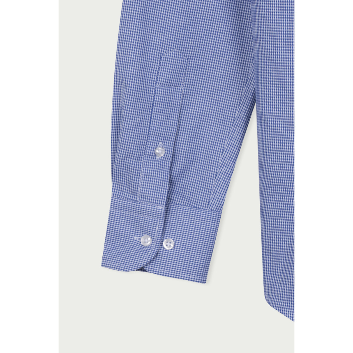 Camicia Uomo 1 Bottone Francese Slim Cotone Quadro Piccolo Blu\Bianco