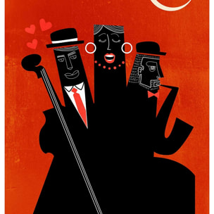 Poster musique trio Affiche + cadre en bois - Chêne