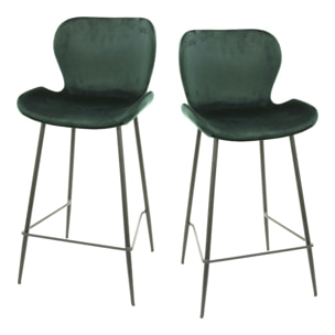 Chaise de bar en velours vert MELBOURNE (lot de 2)
