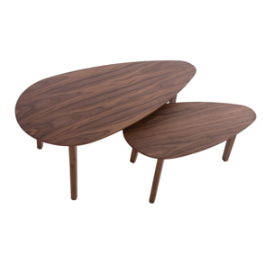 Tables basses gigognes scandinaves bois foncé noyer (lot de 2) ARTIK