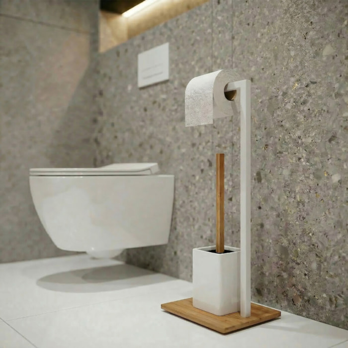 Combiné Wc Bambou & Inox Blanc MSV