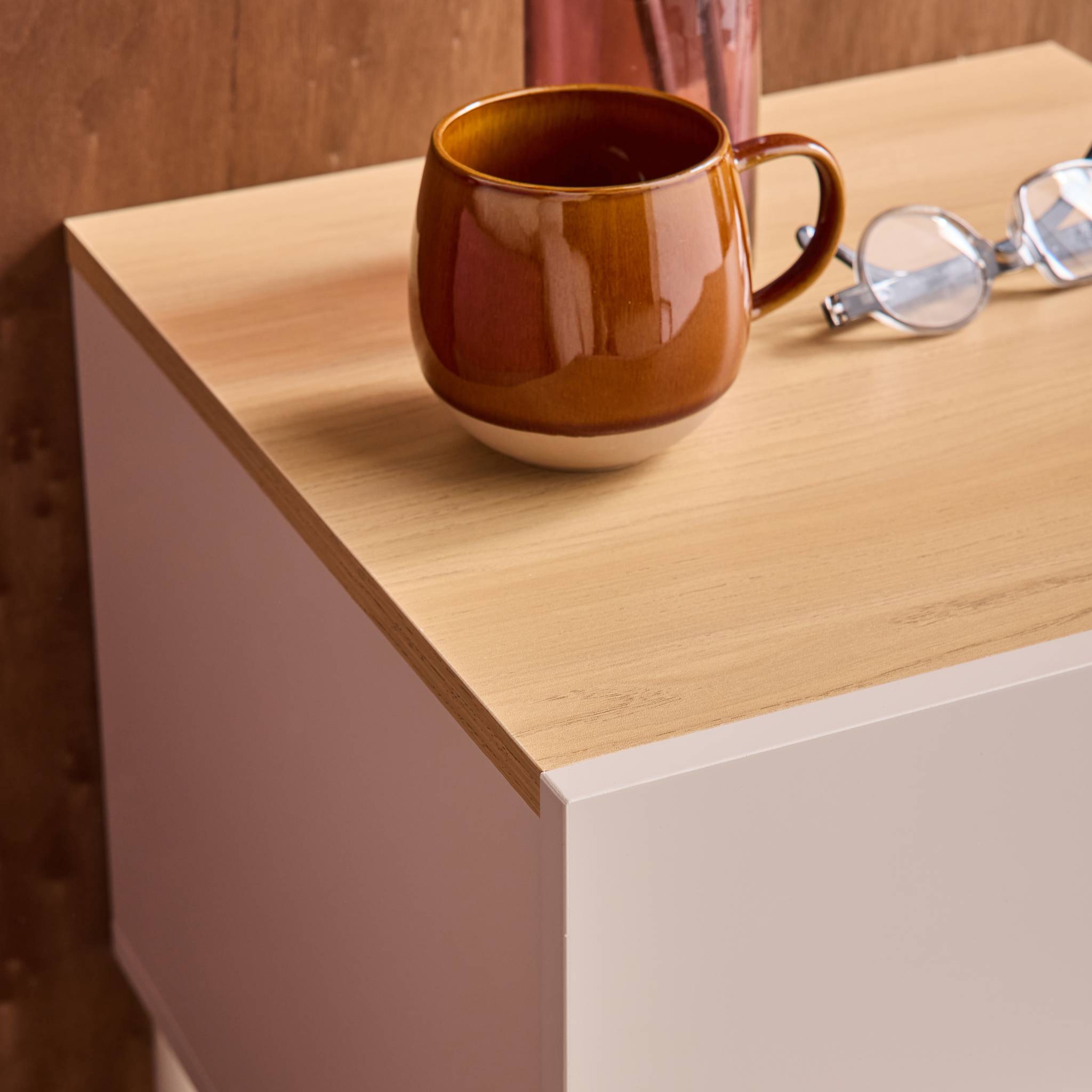 Table de chevet métal et décor bois 1 tiroir 1 niche  ASHTON