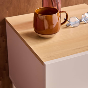 Table de chevet métal et décor bois 1 tiroir 1 niche  ASHTON