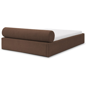 Billy - lit coffre - 180x200 cm - en tissu texturé - sommier inclus - Marron