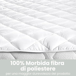 Topper Singolo, Imbottito con Trapuntatura a Quadri, Lavabile in Lavatrice, con Angoli Elastici