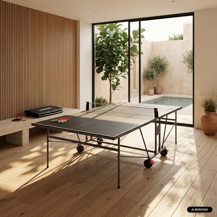 Table de ping pong intérieure avec 2 raquettes 3 balles et housse de protection TABLE DE PING PONG INTÉRIEURE + HOUSSE DE PROTECTION