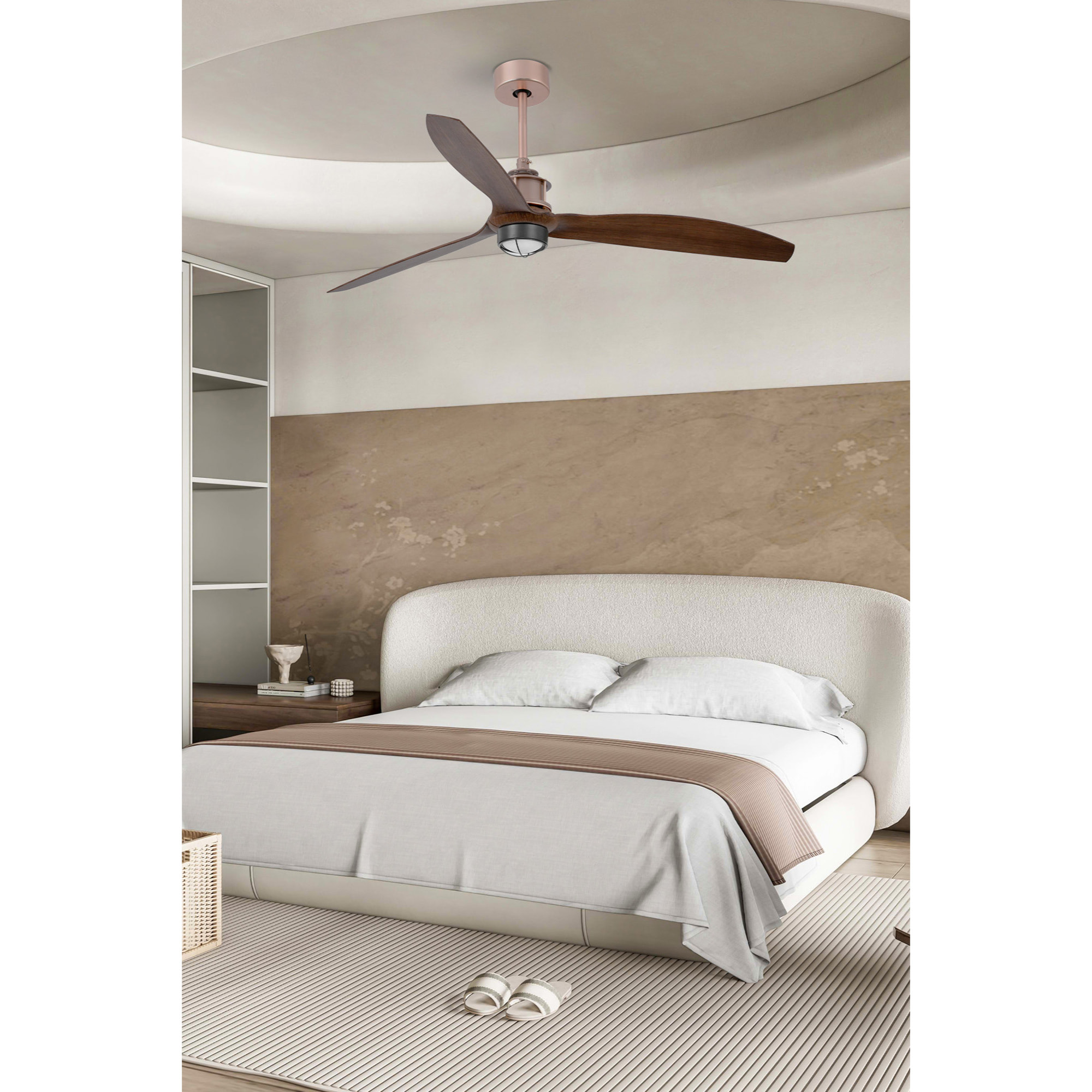 JUST FAN LED Ventilador de techo cobre/nogal