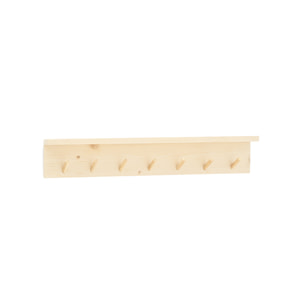 Colgador de pared de madera maciza en tono natural de 61x9,5cm Alto: 9.5 Largo: 61 Ancho: 5.5