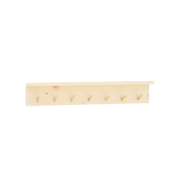 Colgador de pared de madera maciza en tono natural de 61x9,5cm Alto: 9.5 Largo: 61 Ancho: 5.5