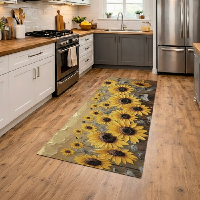 CASSESE HOME Passatoia/Tappeto Bordato in Poliestere con Retro Antiscivolo in PVC Made in Italy_Dec.1087