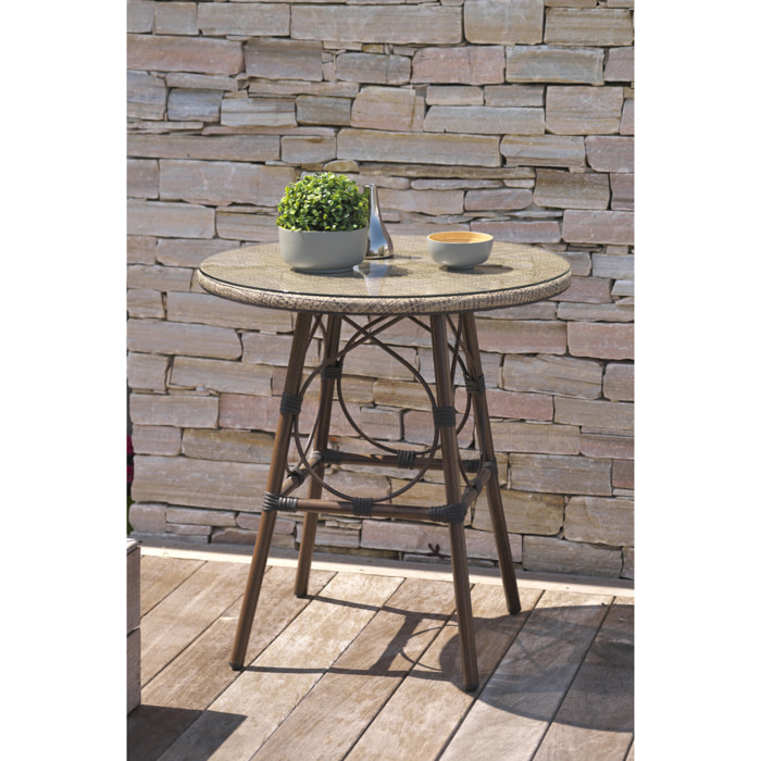 USHUAIA  - Table de jardin ronde en aluminium marron