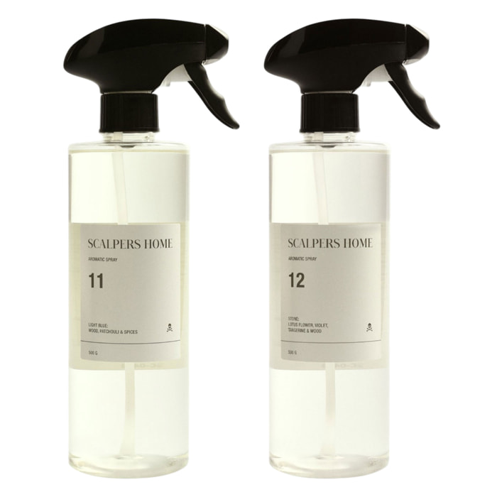 Set de 2 difusores spray de 500ml con aromas de stone y white lotus scalpers