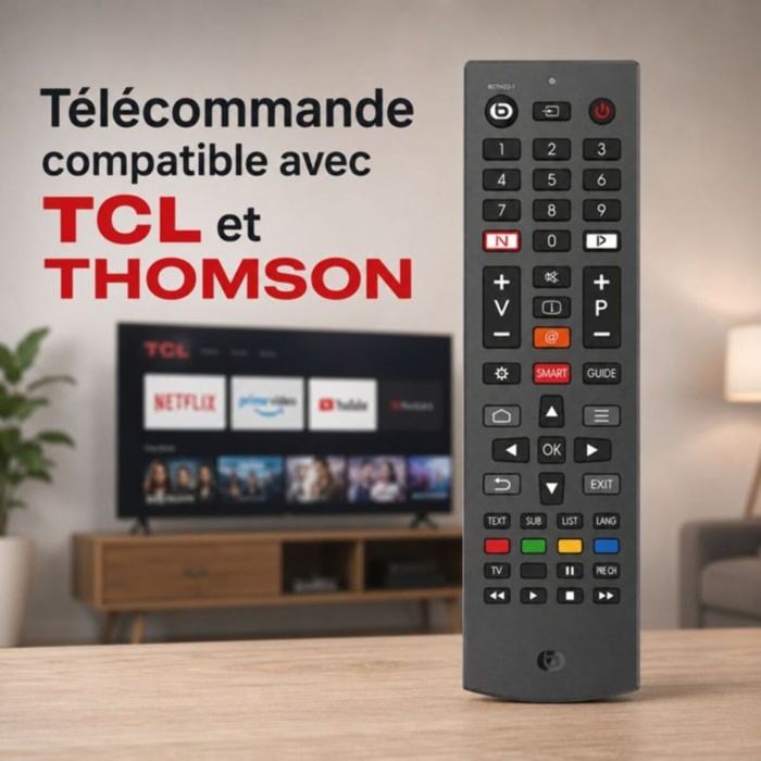 Télécommande ESSENTIELB de remplacement pour TV TCL - Thomson