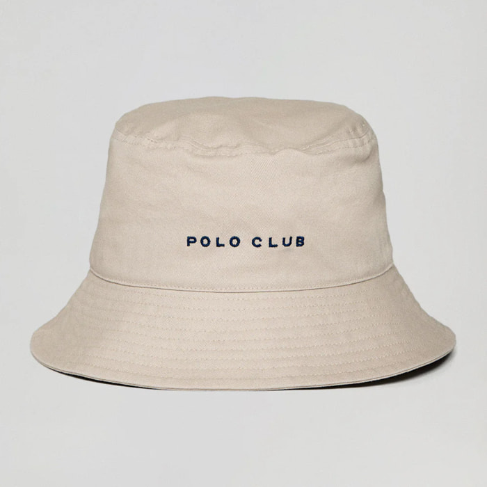 Cappello bucket beige con logo ricamato minimal Polo Club
