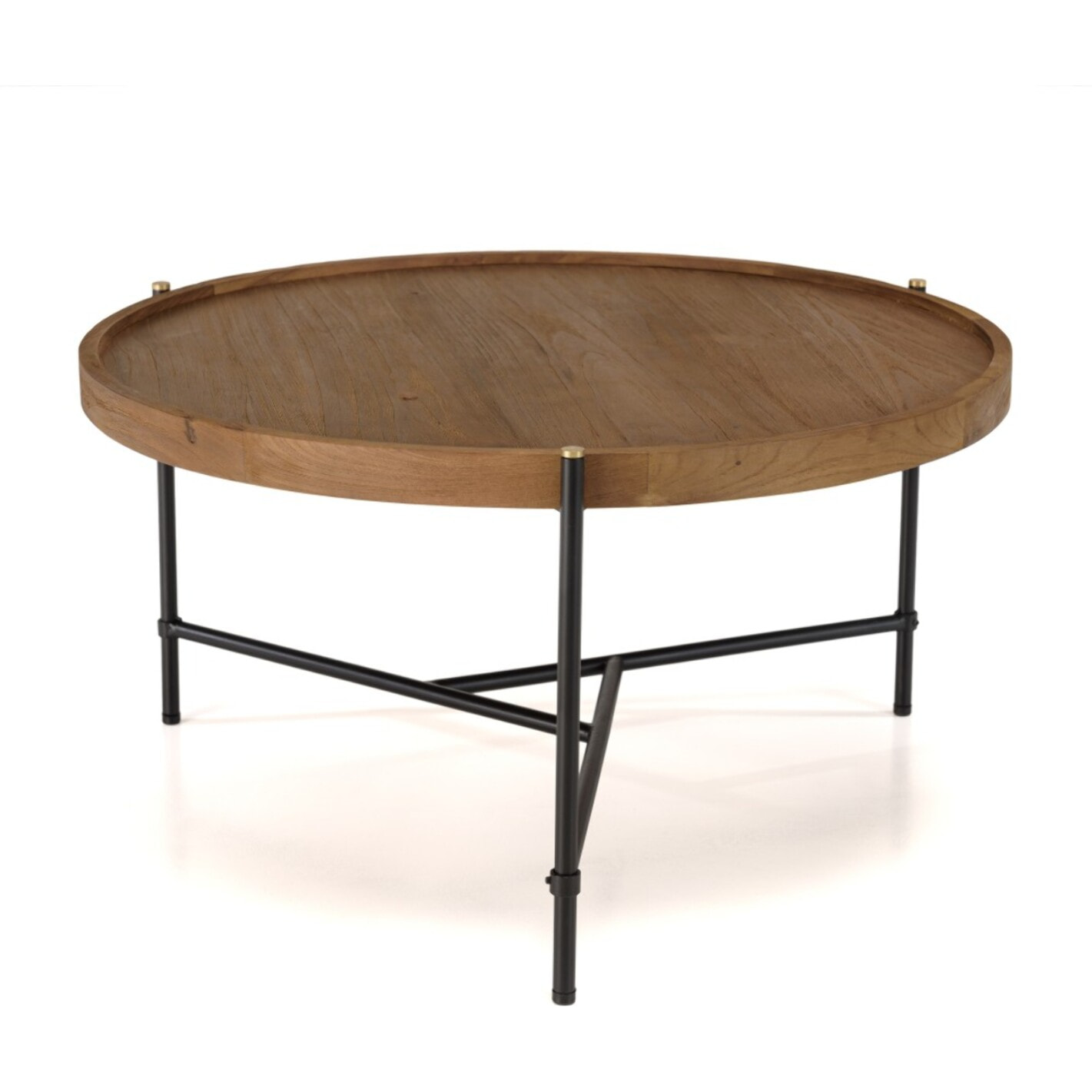 SIXTINE - Table basse ronde 78x78cm plateau en bois de teck recyclé