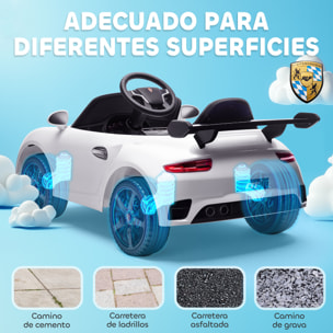Coche Eléctrico para Niños con Licencia RUF CTR 3 Clubsport, Coche de Batería 12V, con Mando a Distancia 2,4 G, Motor Doble, Música Inalámbrica, Bocina, Ruedas Auxiliares y Faros LED, Blanco