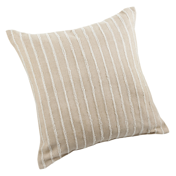 Coussin lin et coton rayures tuftées - Lin