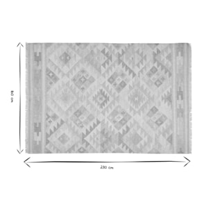 Tapis berbère beige à motifs en laine et coton 160 x 230 cm MAKAÏ