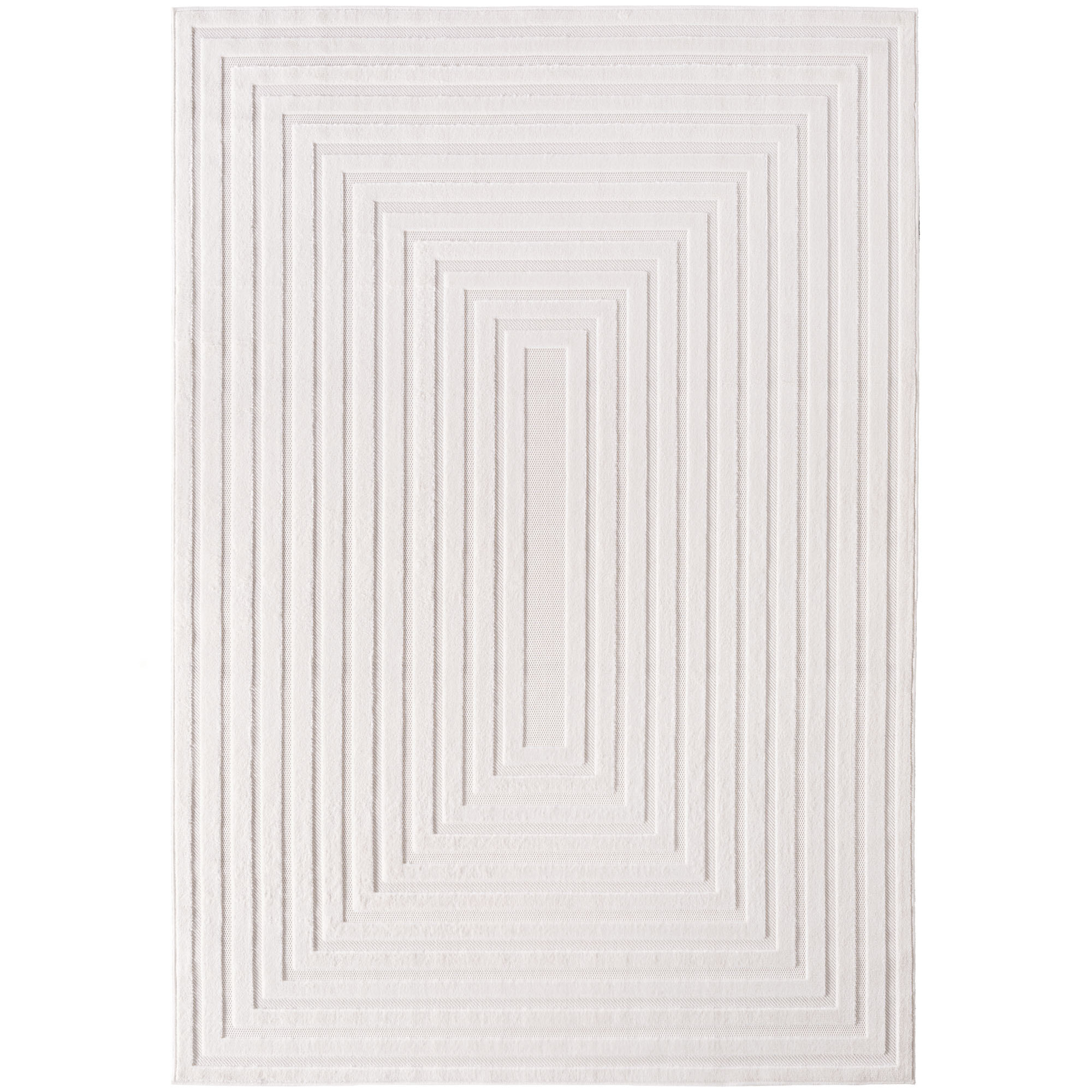 CALVI - Tapis moderne à motif géométrique en relief Creme