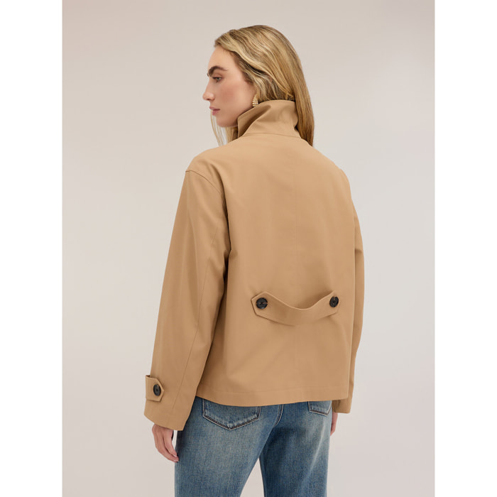 Motivi - Trench doppiopetto con colletto alto - Beige