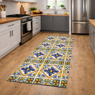 CASSESE HOME Passatoia/Tappeto Bordato in Poliestere con Retro Antiscivolo in PVC Made in Italy_Dec.1091