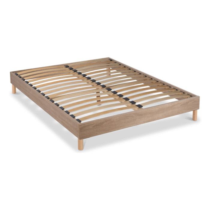 Sommier Monolattes Blandice, Bois Naturel, En Kit, Lattes Bois Massif, Aération Naturelle