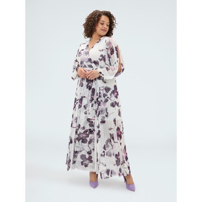 Fiorella Rubino - Vestito lungo con stampa floreale - Bianco