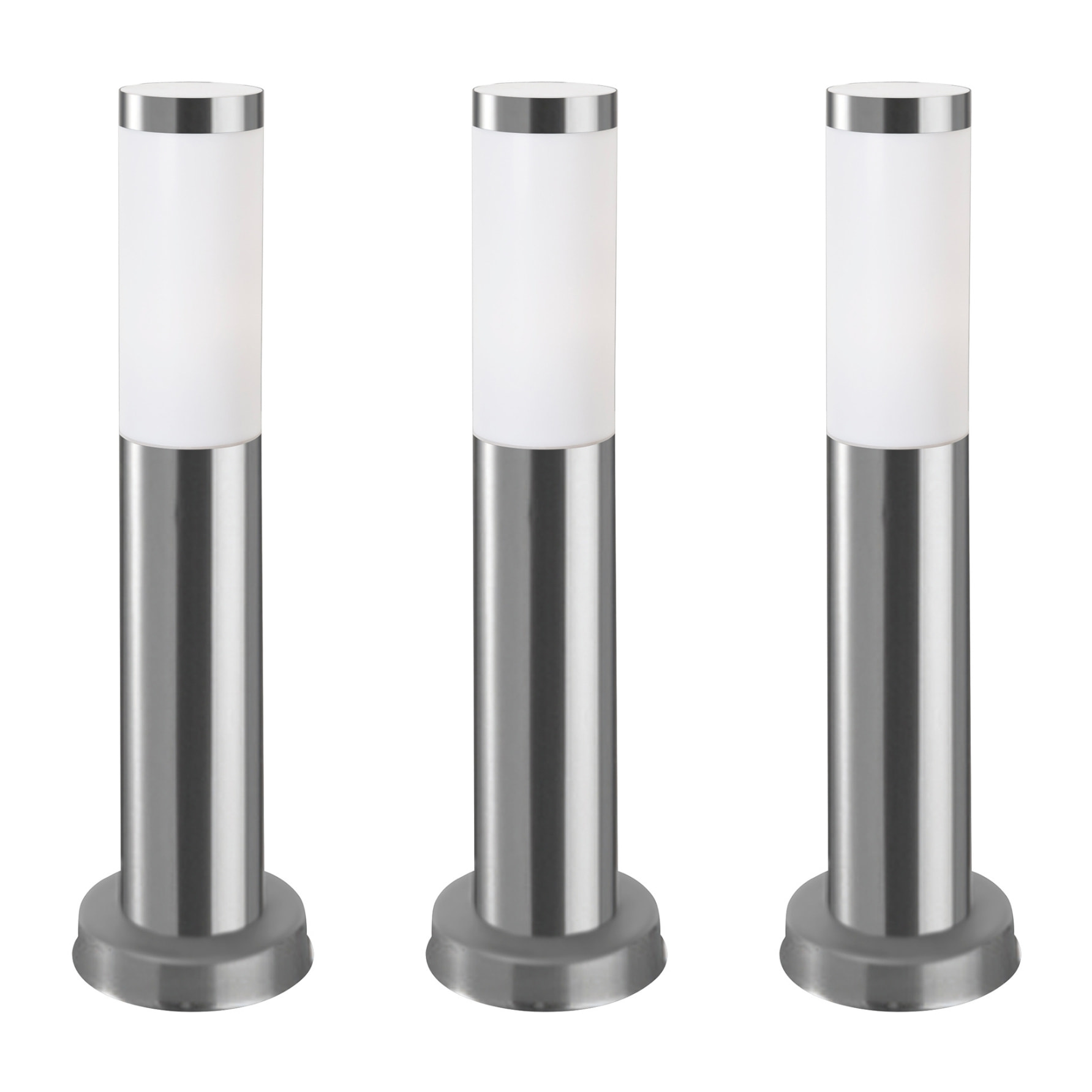 Koral (3 uds) Baliza Exterior de Jardín Resistente al Agua IP55. Poste de Luz. Lámpara Bolardo de Acero Inoxidable 23W.