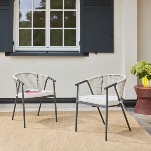 Fauteuil de jardin empilable acier et cordes (lot de 2) LIORA