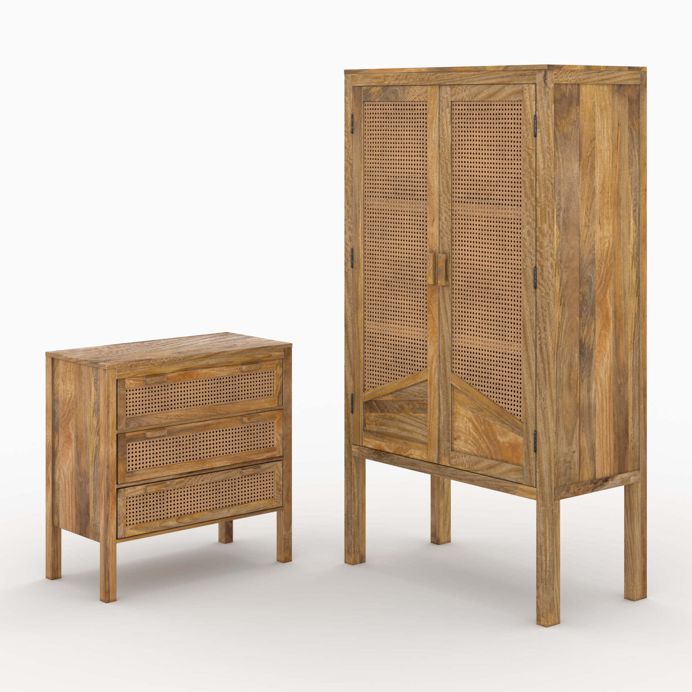 Ensemble commode et armoire en bois  - Tiki