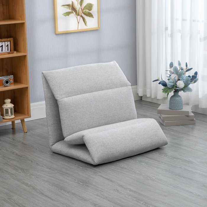 Fauteuil convertible fauteuil paresseux grand confort inclinaison dossier multipositions 90°-180° acier tissu gris clair