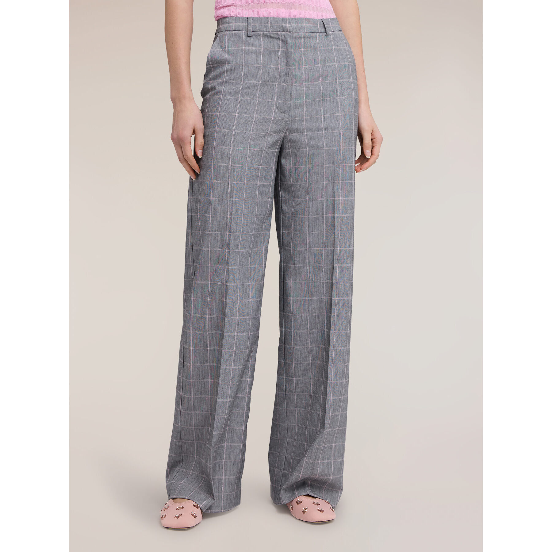 Motivi - Pantalones palazzo estampado príncipe de Gales - Gris