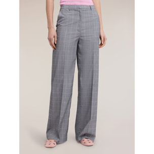 Motivi - Pantalones palazzo estampado príncipe de Gales - Gris