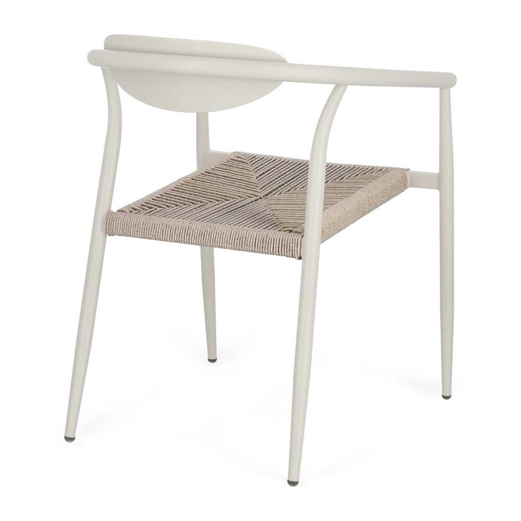 Set di 4 sedie con braccioli MORAIRA in alluminio e fibra sintetica beige, impilabili